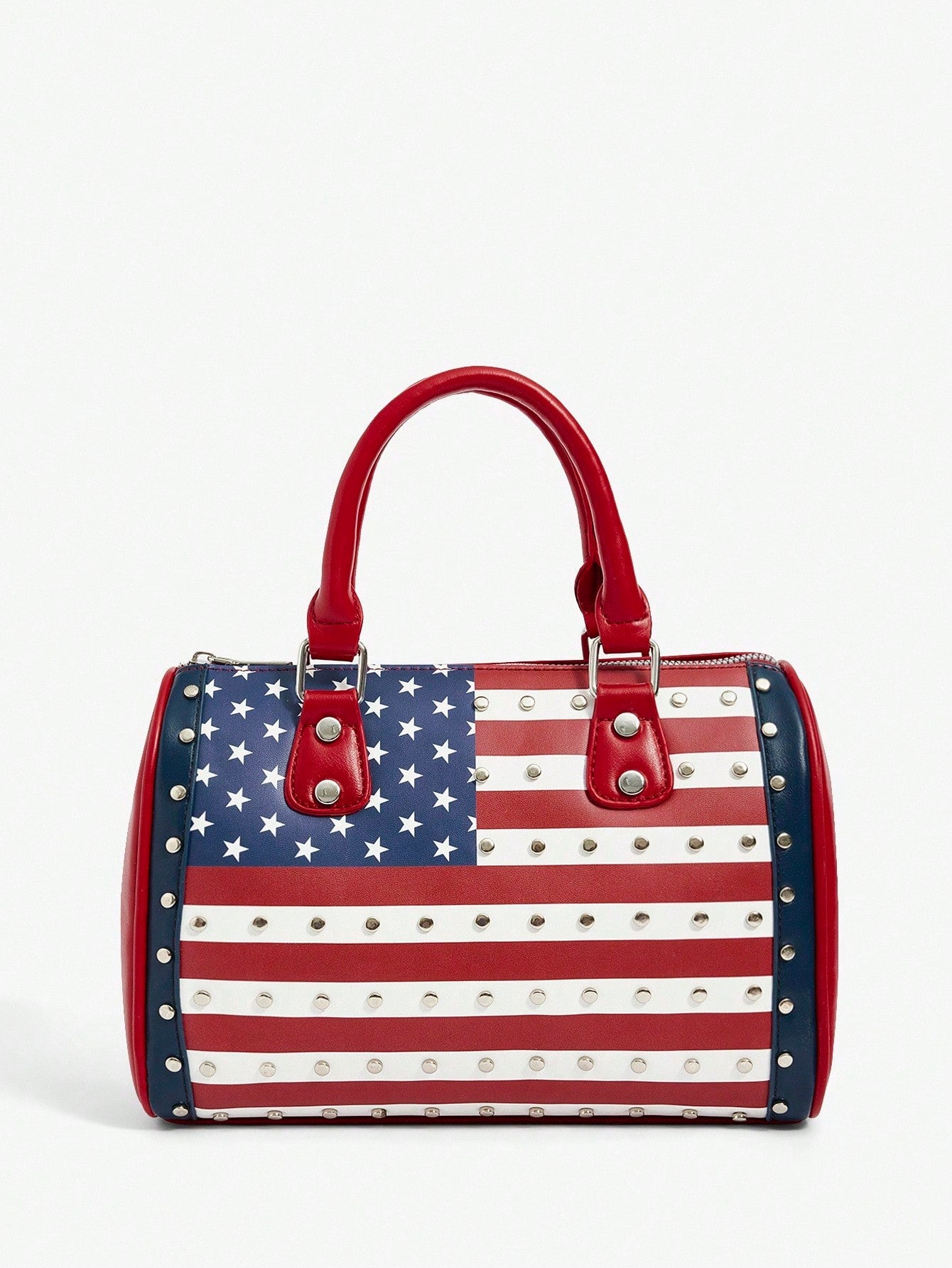 Show off your patriotic spirit with this playful USA Flag Print Top Handle Bag. Perfect for daily errands or weekend getaways, its roomy interior keeps your essentials organized while the sturdy handle ensures easy carrying. Whether you’re headed out for a casual stroll or packing for a trip, this bag adds a fun, stylish flair to any outfit.