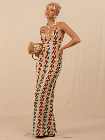 Turn heads this summer with our Stylish V-Neck Halter Tie-Dye Crochet Beach Dress. Its playful tie-dye pattern and breezy crochet design keep you cool and chic by the shore. The flattering V-neck and adjustable halter tie ensure a perfect fit for sunny days and beachside fun. Embrace effortless style and make every beach outing your runway!