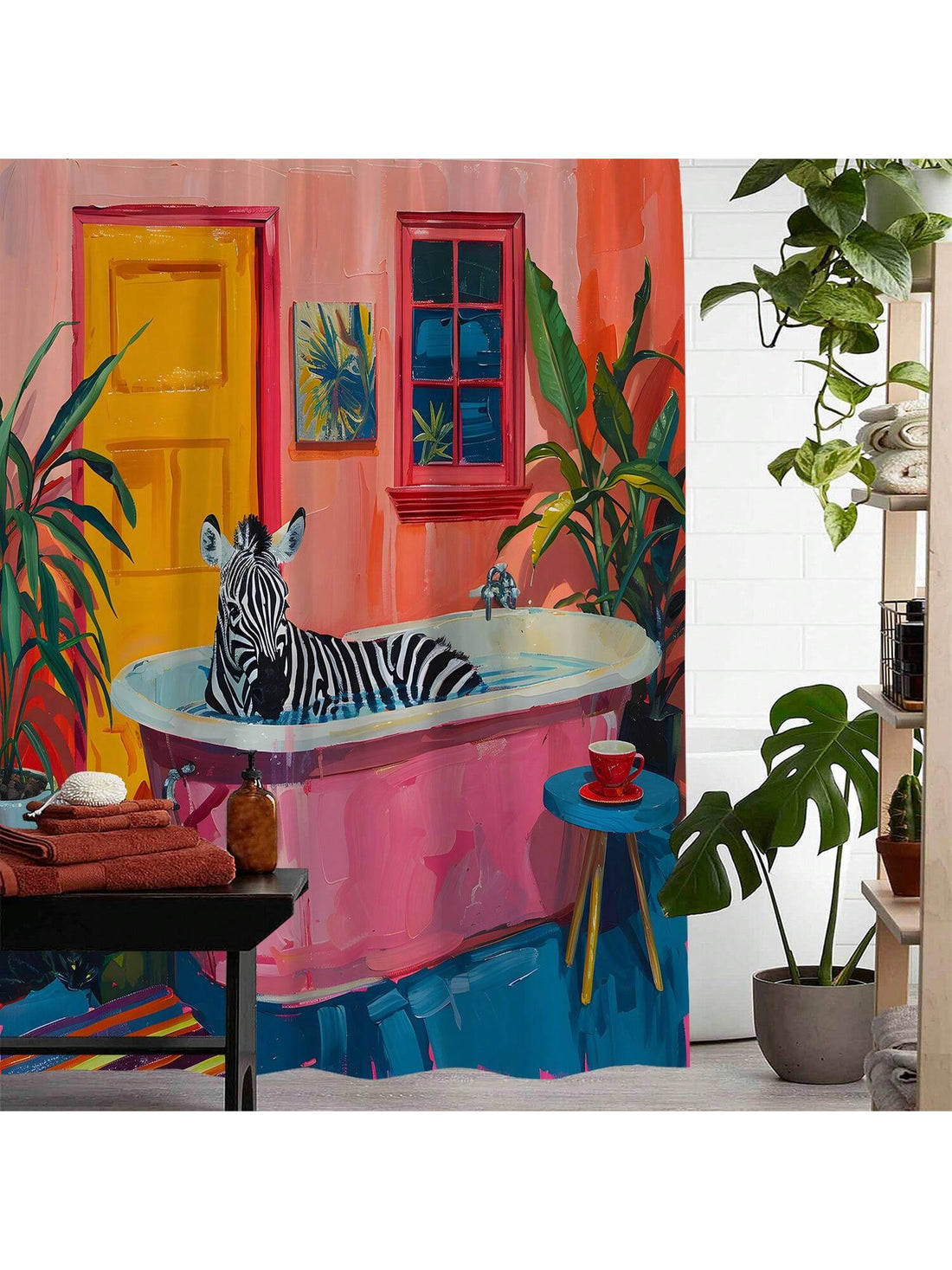 Add a touch of style to your bathroom with this waterproof shower curtain. It comes with easy-to-use hooks and is machine washable for effortless cleaning. Keep your bathroom looking fresh and chic with this stylish addition.