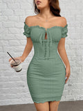 Effortlessly exude elegance with our Stylish White Off-Shoulder Bodycon Dress. Its sleek design and off-shoulder style will make a statement at any event, while its bodycon fit accentuates your curves. Perfect for adding a touch of chicness to your wardrobe.