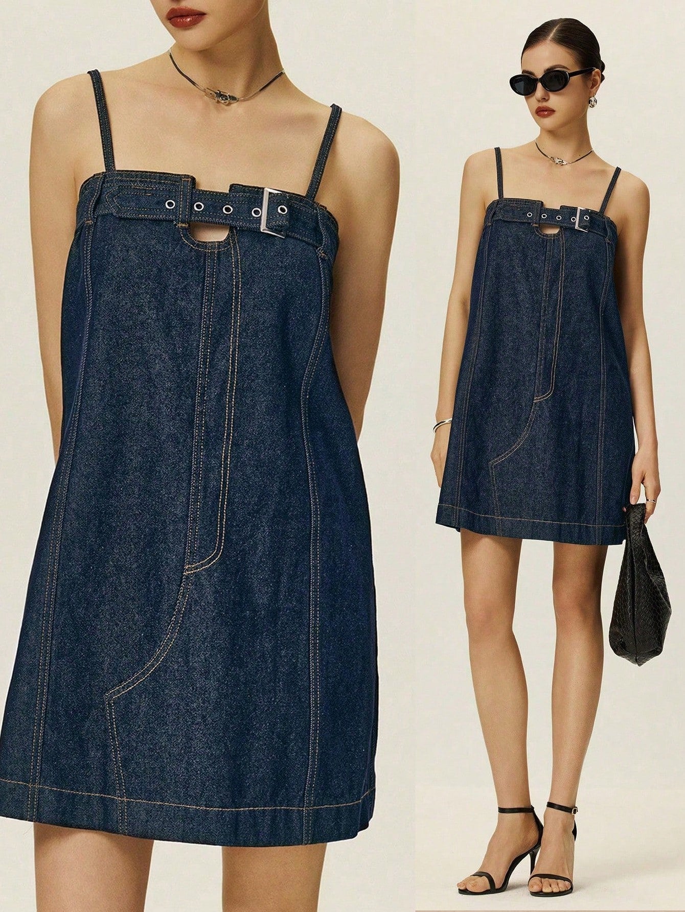 Step out in style with this playful and versatile denim camisole dress. Featuring adjustable straps for the perfect fit, it’s your go-to for casual days when you want to feel effortlessly chic. Pair it with sneakers or sandals for a look that’s as fun as it is fashionable.