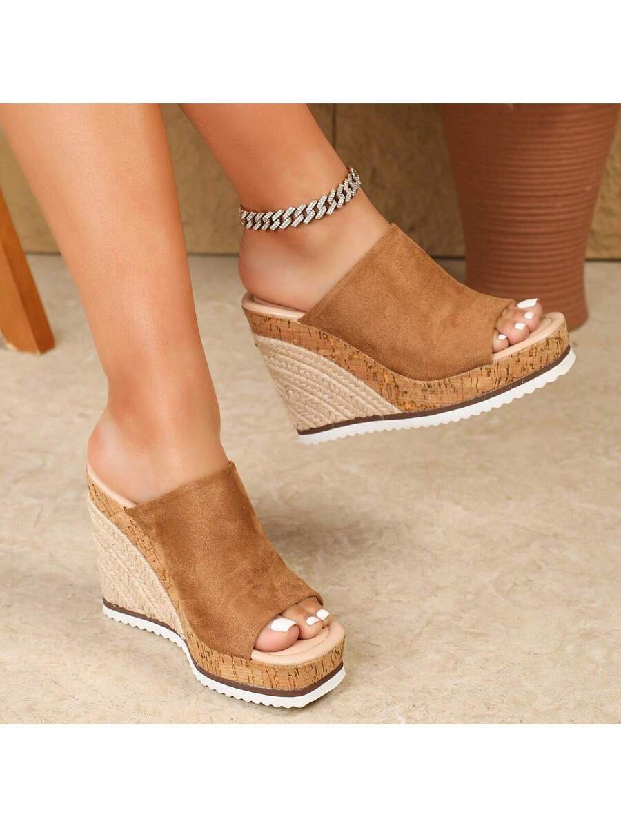 Step out in style with these playful brown platform sandals designed for all-day comfort. Featuring a thick PU sole for sturdy support and a charming braided rope detail, they add a fun twist to any casual outfit. Perfect for sunny days and weekend adventures, these sandals bring a breezy vibe to your wardrobe while keeping your feet happy.