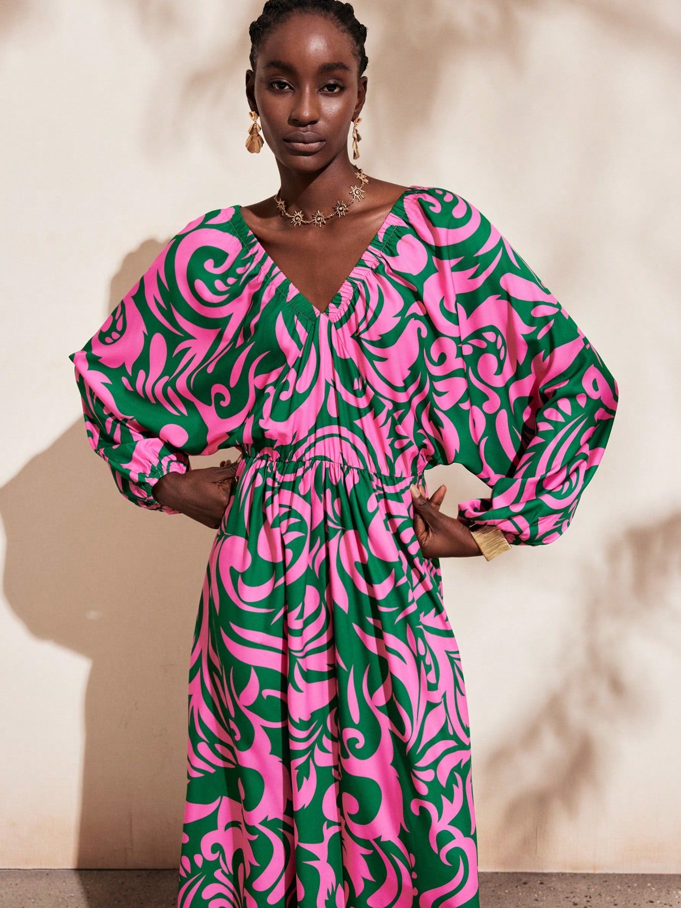 Stylish Women's Casual All-Over Print Batwing Sleeve Dress for Vacatio – Canary Houze