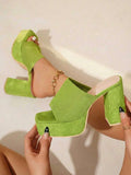 Step into effortless style with these women's chunky heel sandals. Designed with a comfortable slip-on closure and textured fabric upper, they're perfect for summer outings, parties, and special occasions. The sturdy rubber outsole and PU leather insole provide all-day support, while the open-toe slingback design keeps your look fresh and fashionable. Available in a chic green shade, these true-to-size heels deliver the perfect balance of comfort and style for any season.