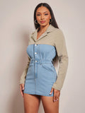 Elevate your everyday wardrobe with this chic denim dress that effortlessly transitions from boardroom to brunch. The contrast color button-up design adds a modern twist to a timeless classic, while the structured silhouette flatters every frame. Perfect for layering over tees or styling solo, this versatile piece proves that denim doesn't have to be boring—it can be bold, beautiful, and totally you. Whether you're conquering the office or keeping it casual, this dress is your new go-to for looking put-toge