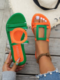 Step into summer fun with these Stylish Women’s Contrast Color Round Toe Flat Sandals! Their vibrant contrast colors and comfy flat design make them your go-to for casual beach days or sunny strolls. Lightweight and easy to slip on, they add a playful pop to any outfit while keeping your feet happy all day long. Perfect for those who love style without sacrificing comfort!
