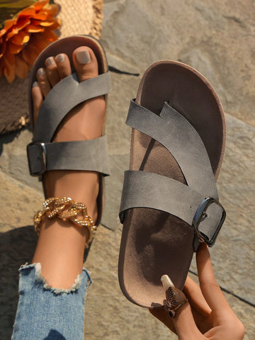 Step into summer fun with these stylish women's flat slide sandals! Featuring soft cork soles, they offer cushy comfort that keeps your feet happy all day long. Perfect for casual beach days or sunny strolls, these sandals blend easygoing style with breezy comfort. Slip them on and let your feet soak up the sunshine in playful, carefree fashion.