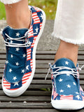 Celebrate freedom in style with these playful women's slip-on shoes featuring a vibrant striped star print perfect for Independence Day. Designed for comfort and breathability, they keep your feet happy all day long. Available in plus sizes, these casual shoes combine festive flair with easy wearability, making them your go-to choice for summer fun and patriotic vibes.