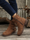 Step into cozy charm with these stylish mid-calf suede boots designed to keep your feet happy all autumn and winter long. The chunky heel adds just the right amount of lift, while the side zipper makes slipping them on a breeze. Perfect for crisp mornings and chilly nights, they bring warmth and a playful edge to any outfit.