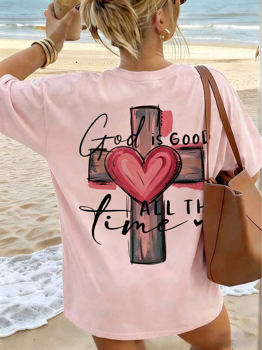 Celebrate your faith in style with this beautiful pink women's t-shirt featuring the uplifting message "God Is Always Good." Crafted for comfort and versatility, it's perfect for wearing to church, Bible study, or everyday casual outings. The inspirational quote serves as a daily reminder of your spiritual beliefs while the soft, quality fabric ensures all-day wearability. Whether you're looking to express your faith or gift a fellow believer, this tee combines meaningful messaging with timeless style. 