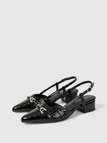 Step into sophistication with these stunning pointed-toe pumps that demand attention. The sleek silhouette elongates your legs while the eye-catching metal buckle accent adds just the right amount of edge and glamour. Perfect for elevating your everyday look or turning heads at special occasions, these high heels deliver confidence with every stride. Whether you're conquering the boardroom or the dance floor, these versatile pumps are your secret weapon for looking absolutely fabulous.