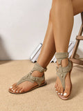 Step into summer fun with these Stylish Women's Roman Flat Sandals! Featuring a playful lace-up design and a trendy clip toe, they’re perfect for everything from beach strolls to city adventures. Lightweight and flat, they keep your feet comfy while adding a chic touch to any outfit. Ready to turn heads wherever you go!