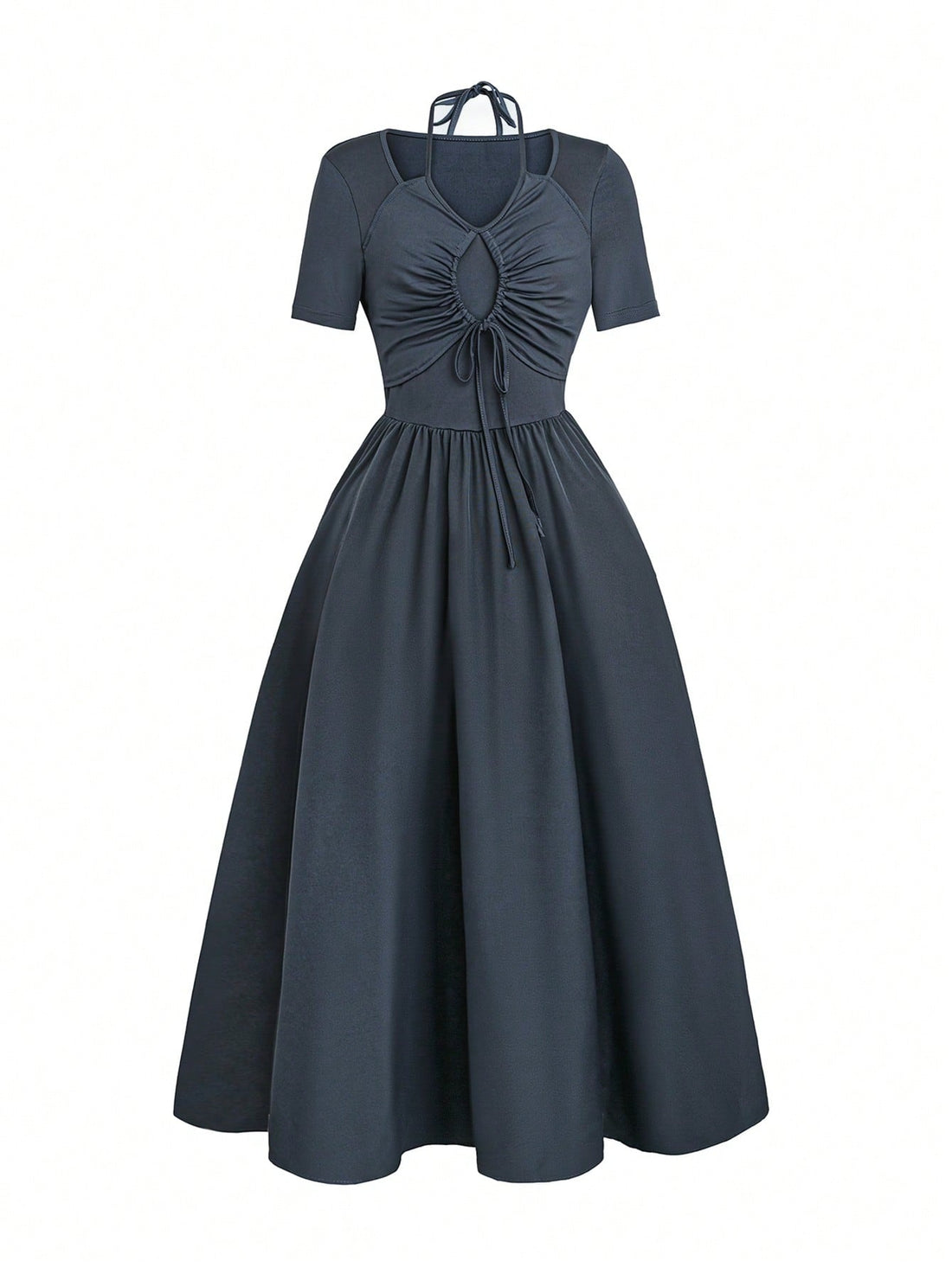 Unleash your style with our Stylish Women's Solid Color Ruched Short Sleeve Maxi Flared Dress! Made with hybrid fabric, this dress is a perfect blend of comfort and fashion. Its ruched short sleeves add a unique touch while the flared design enhances your feminine silhouette. Available in a variety of colors, this dress is a must-have for your wardrobe.