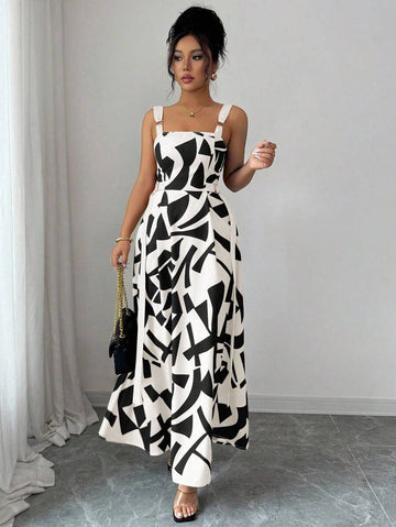 Step into summer with this playful and stylish spaghetti strap dress featuring a flared silhouette and eye-catching geometric prints. Perfect for casual outings or weekend adventures, its lightweight fabric keeps you cool and comfortable while the flared design adds a fun, flirty touch to your look. Embrace sunny days and effortless style in this easy-to-wear summer favorite.