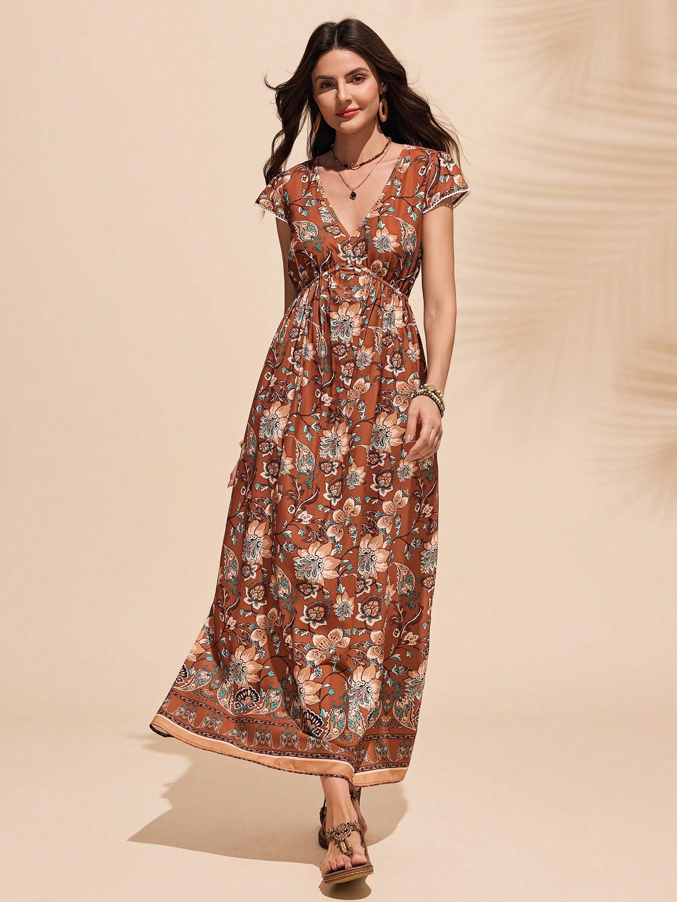 Elevate your summer fashion game with this stylish V-neck dress featuring short sleeves. The perfect balance of fashion and comfort, this dress will keep you cool and on-trend all season long. (You're welcome, fashionistas!)