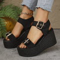 Elevate your summer style with these chic wedge heel sandals, designed for the modern woman who values both comfort and fashion. Featuring a trendy peep toe silhouette, these sandals blend European and American fashion sensibilities for a versatile look that works from casual outings to weekend getaways. The wedge heel provides all-day wearability without sacrificing height, offering stability and support with every step. 