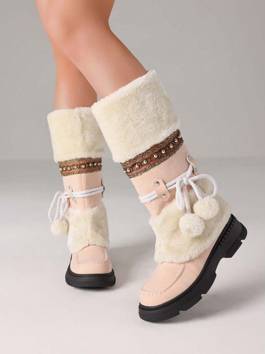 Step into winter with serious style! These knee-high snow boots combine cozy faux fur lining with a sturdy chunky heel for the perfect blend of warmth and fashion-forward flair. Whether you're trudging through snow or hitting the town, these beauties keep your feet toasty while turning heads. The plush interior wraps your feet in comfort, while the bold heel adds an instant confidence boost to any cold-weather outfit. Say goodbye to choosing between looking good and staying warm—these boots do both!