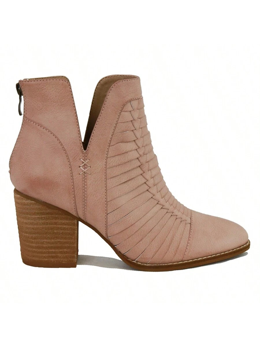 Step into the spotlight with these stylish women's woven cowboy ankle booties! Featuring a chic stacked heel and intricate woven details, they bring a fresh twist to classic cowgirl fashion. Perfect for adding a playful edge to your outfit, these booties combine comfort and flair for every adventure. Saddle up and strut your stuff with confidence!