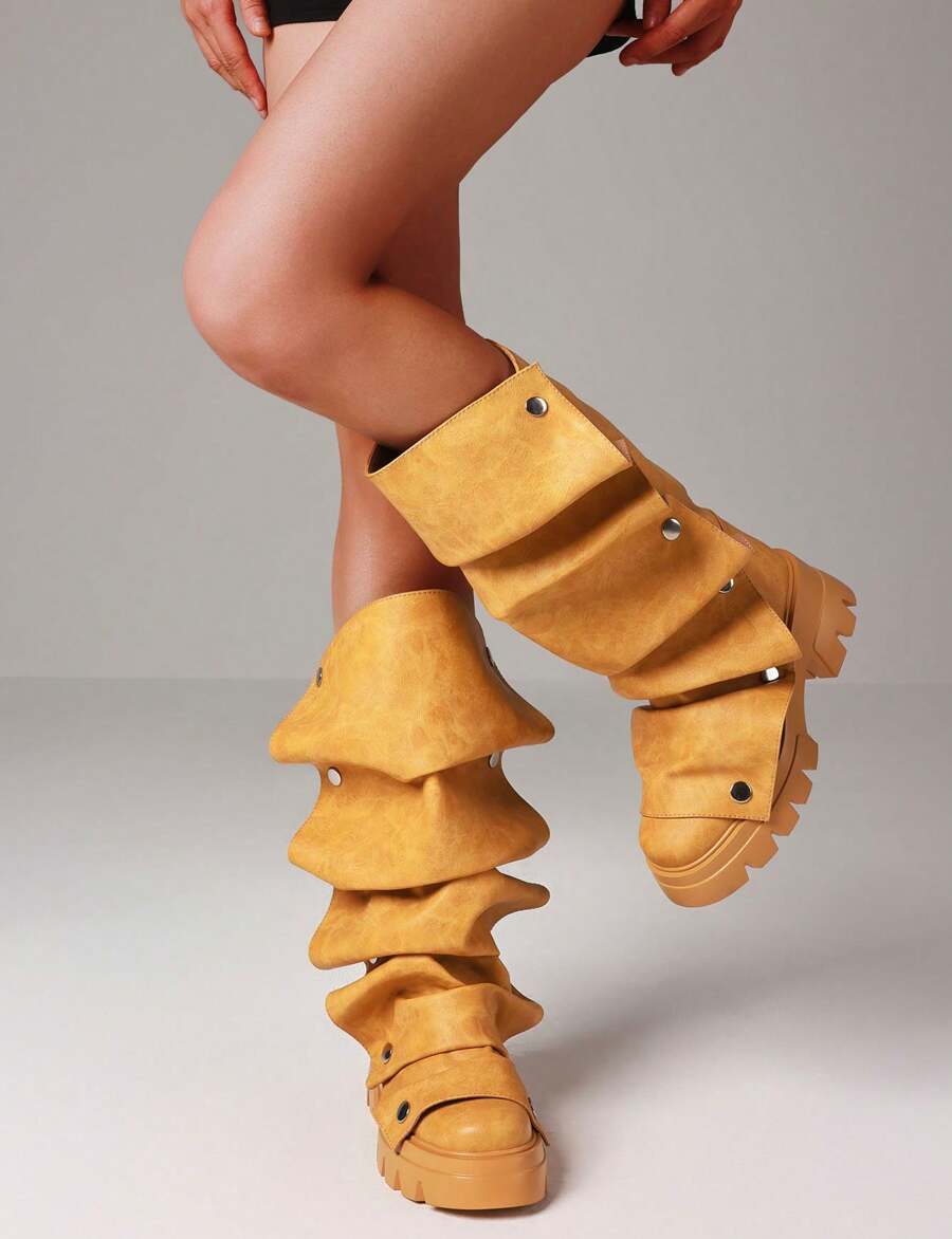 Step into the spotlight with these Stylish Y2K Platform Knee-High Fold-Over Boots! Designed for women who love a bold throwback vibe, these boots bring the perfect mix of retro flair and modern edge. The fold-over detail adds fun versatility, while the platform sole gives you a confident boost in height and style. Ideal for fall and back-to-school days, they’re ready to complete your cool, playful look.