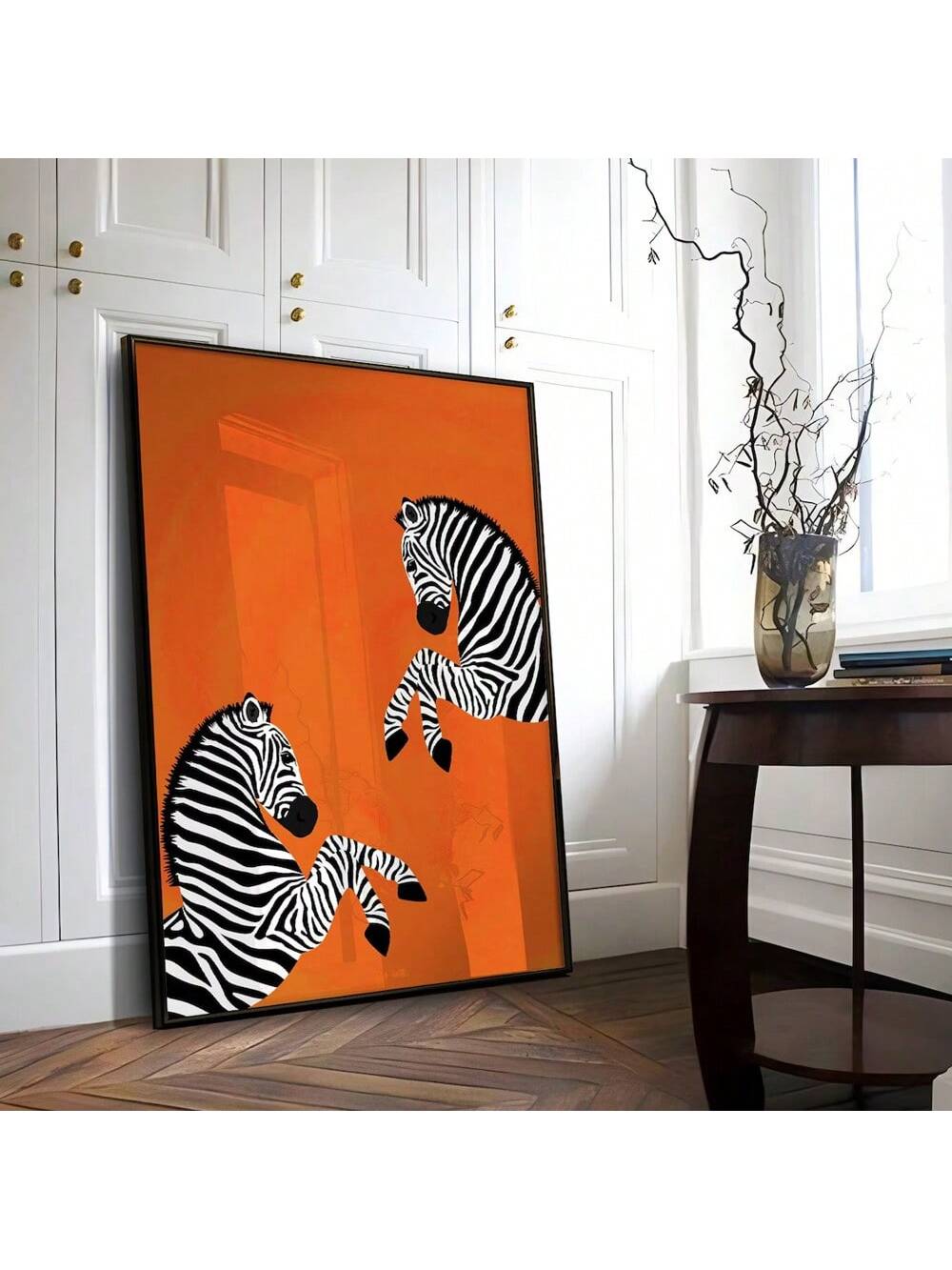 Looking to add a touch of style to your home décor? This minimalist wall art featuring a zebra design in vibrant orange on durable canvas is the perfect addition. Get one for yourself or gift it to a friend, either way, it's sure to make a statement!