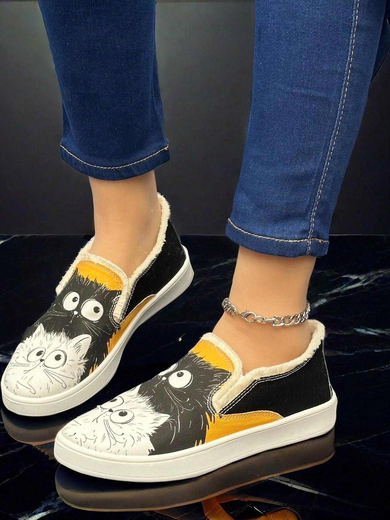 Experience the perfect combination of style and comfort with our Animal Print Slip-On Sneakers for Women. These sneakers feature a trendy animal print design, while also providing all-day comfort for your feet. Make a statement and stay comfortable with these must-have shoes.