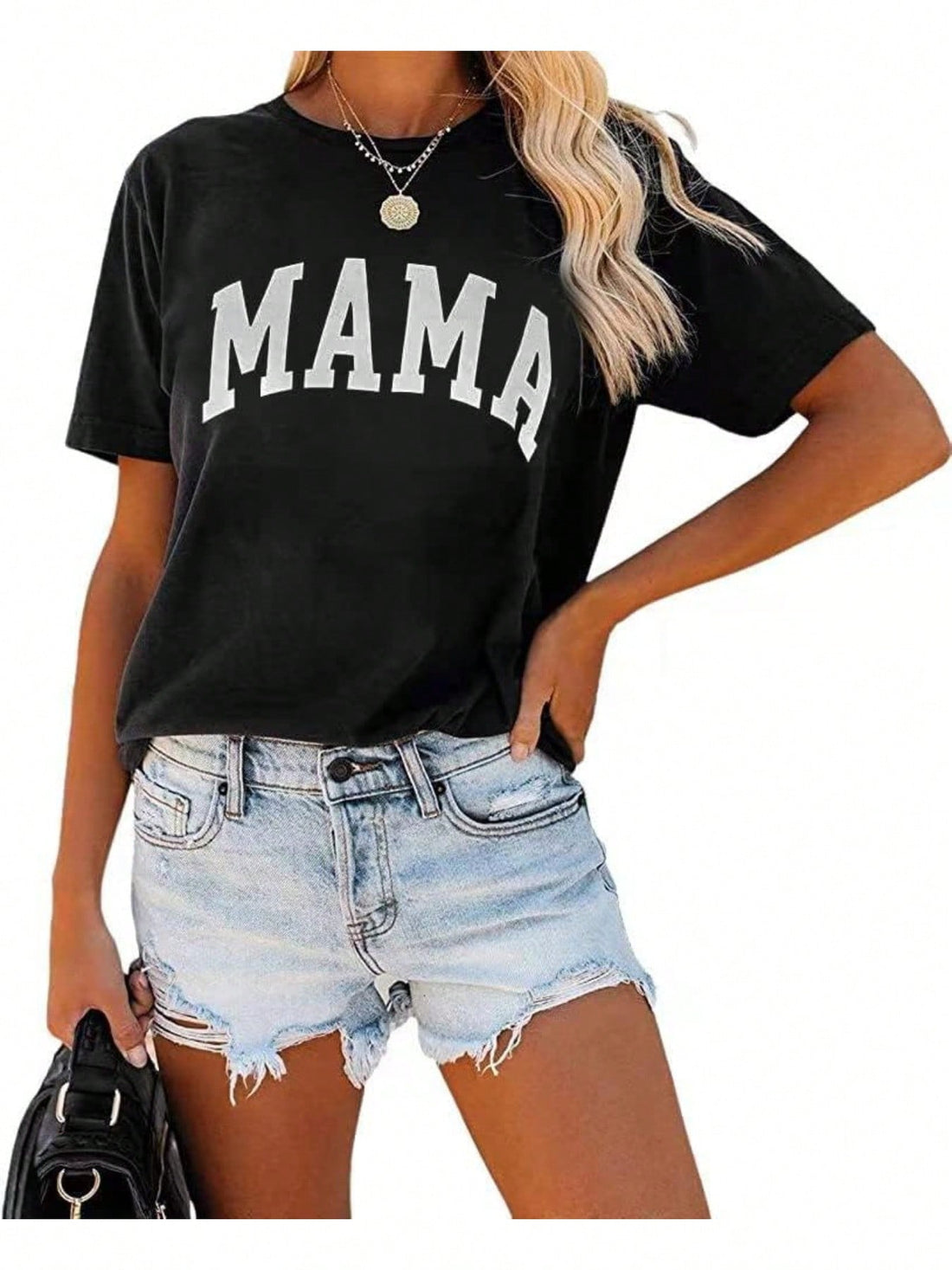 Highlight your mama status with this stylish and comfortable graphic tee! Made for women, this short sleeve casual top is perfect for everyday wear. Plus, it's designed to provide both style and comfort, so you can look and feel your best. Mama knows best – and this tee proves it!