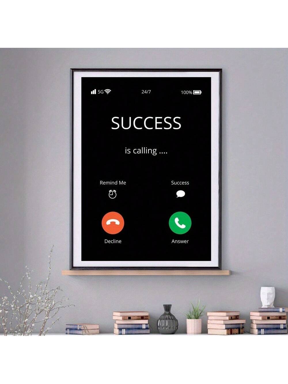 Transform your space into a hub of motivation with our "Success Is Calling You" canvas art! This playful yet powerful piece adds a pop of inspiration to any room. Perfect for your home office when Monday blues hit, or that blank wall begging for personality. Hang it where you need that daily nudge to chase your dreams – because sometimes we all need a colorful reminder that awesome things don't happen by accident!