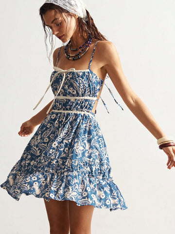 Embrace sunny days in this playful Summer Boho Blue and White Floral Mini Dress. Its breezy fit and vibrant floral pattern make it your go-to for casual outings or vacation adventures. Lightweight and comfortable, it keeps you cool while adding a touch of carefree charm to your wardrobe. Perfect for beach strolls, brunch dates, or dancing under the sun!