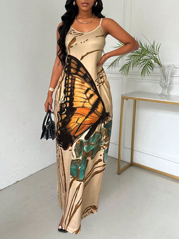 The perfect dress for summer adventures! Our Butterfly and Flower Printed Maxi Dress has spaghetti straps for a light and airy feel. Embrace your playful side with this quirky and fun dress. (Just don't forget to pack your sense of humor!)