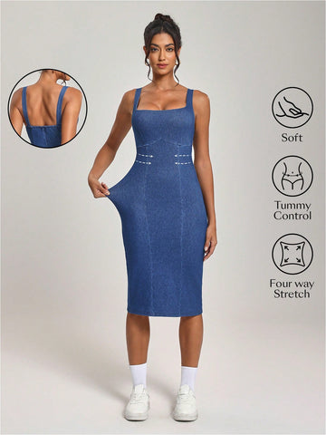 Step into summer with this playful sleeveless denim dress featuring a flattering square neckline and a fitted silhouette. Perfect for effortless style, it pairs easily with your favorite sandals or sneakers for day-to-night fun. Embrace the season’s vibe with a look that’s both cool and chic!