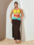 Turn heads this season in our Summer Colorblock Twist Hollow Out Bodycon Dress—the ultimate warm-weather essential for those who love bold style. Featuring eye-catching color blocking and strategic cutouts, this figure-hugging silhouette flatters every curve while keeping you cool and comfortable. The twisted details add an unexpected twist of sophistication to this flirty piece. Perfect for date nights, beach parties, or anywhere you want to make a statement. Slip it on and let your confidence shine as bri