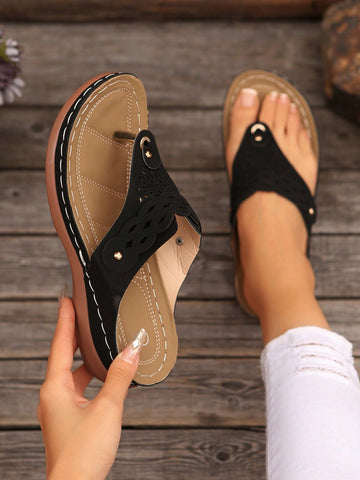 Experience ultimate comfort this summer with our Women's Lightweight Thick Sole Peep-Toe Thong Sandals. With a thick sole and peep-toe design, these sandals offer support and breathability, making them perfect for all-day wear. Say goodbye to tired feet and hello to stylish comfort!