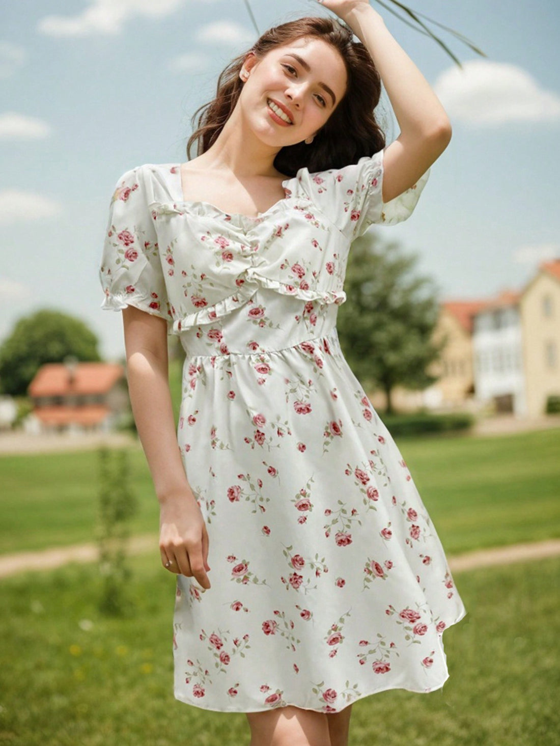 Get ready to turn heads in our Summer Floral Heart Neck Short Sleeve Dress! Perfect for holidays, this dress features a beautiful floral design and a unique heart-shaped neckline. With its short sleeves, you'll stay cool and stylish all summer long. Don't miss out on this must-have piece!
