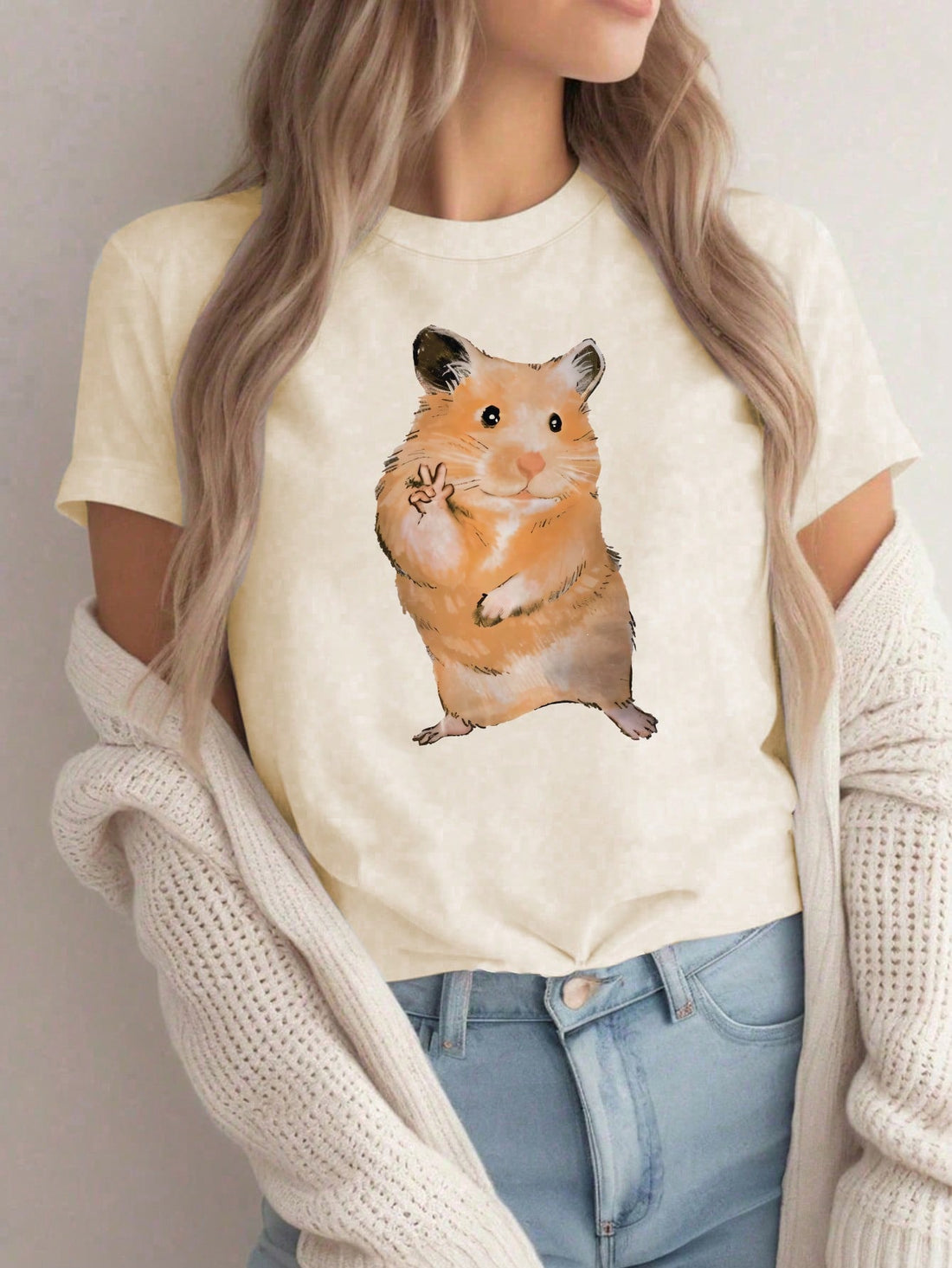 This Summer Fun Hamster Print T-Shirt for Women is a must-have for casual summer days. The playful hamster print adds a touch of fun to your outfit, while the round neck and short sleeves ensure comfort. Expertly crafted with high-quality materials, this tee is perfect for any fashion-forward woman.