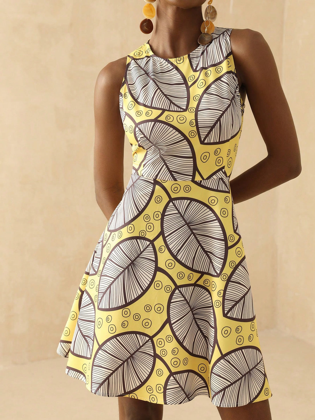 Step into sunny days with this playful Summer Mini Dress. Its casual sleeveless design and round neck keep you cool while the lively allover print adds a fun, flirty touch. Perfect for beach days, brunches, or picnics, this dress blends comfort and style effortlessly. Embrace the carefree summer vibe wherever you go!