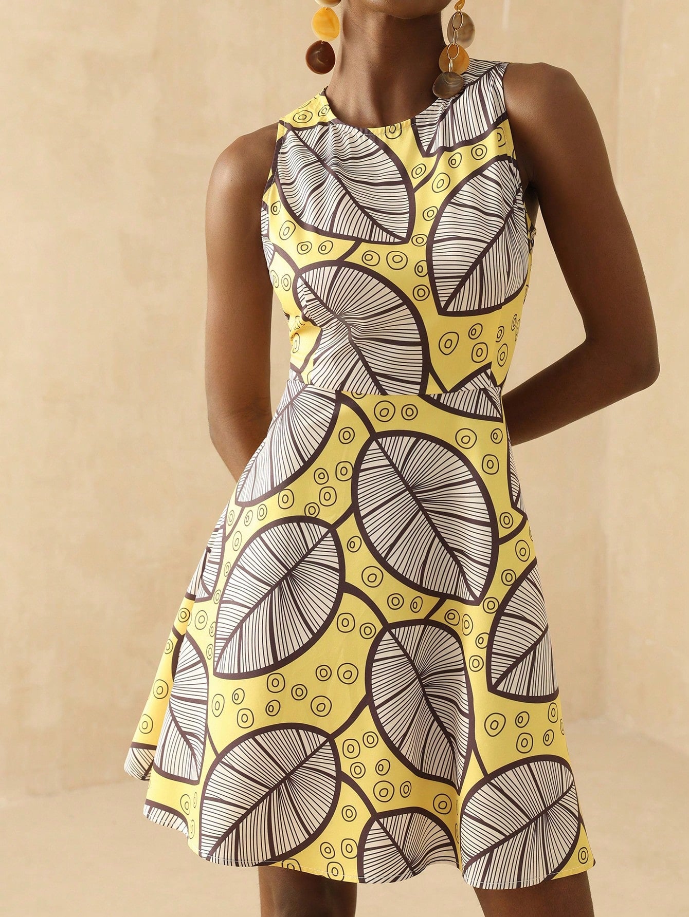 Step into sunny days with this playful Summer Mini Dress. Its casual sleeveless design and round neck keep you cool while the lively allover print adds a fun, flirty touch. Perfect for beach days, brunches, or picnics, this dress blends comfort and style effortlessly. Embrace the carefree summer vibe wherever you go!