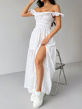 Get ready to turn heads in this Summer Sexy Embroidered Dress! Featuring a solid color design, this dress is perfect for warm weather and is sure to keep you cool with its backless and high slit features. The embroidered detailing adds a touch of elegance to this sexy and playful piece.