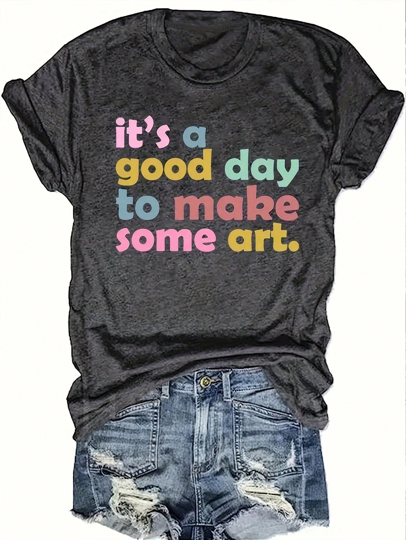 Get ready to embrace those summer vibes in style with our Summer Vibes Graphic Tee! This casual round neck t-shirt features an inspiring slogan that will add a fun and playful touch to any outfit. Perfect for those who don't take themselves too seriously, this tee will have you feeling relaxed and carefree. (No serious vibes here, only summer vibes!)