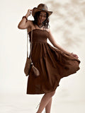 Step into summer with this playful vintage boho woven slip dress in a warm coffee hue. Perfect for casual days or holiday escapes, its breezy design keeps you cool while adding a touch of effortless charm to your wardrobe. Embrace the carefree spirit of summer in style!