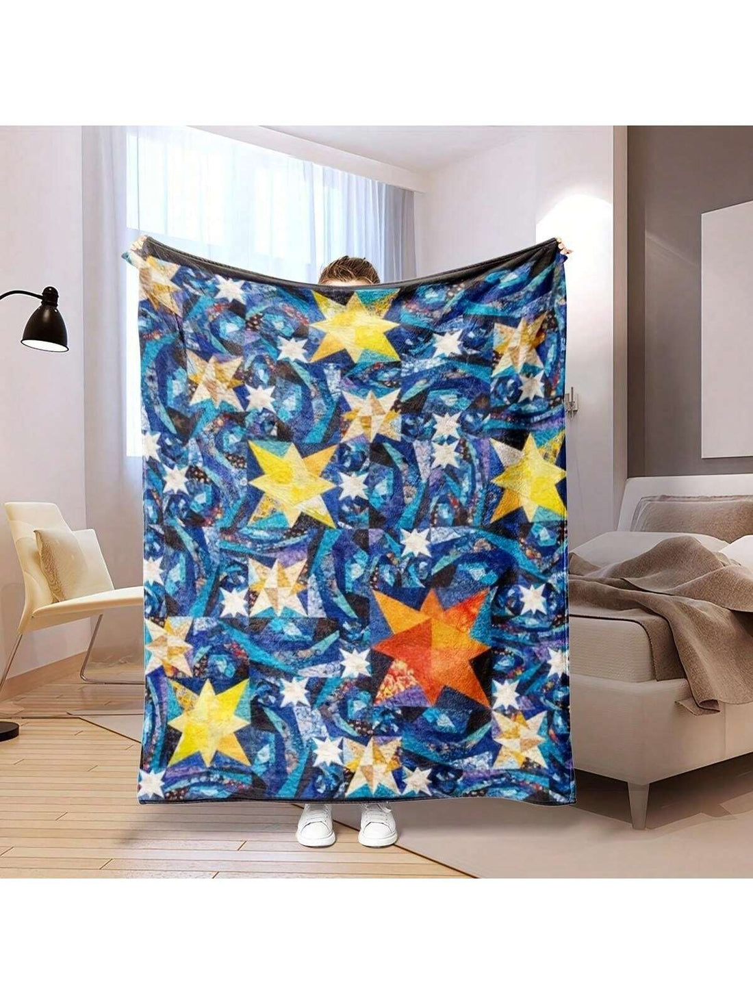 Wrap yourself in cozy charm with our Super Soft Octagonal Star Flannel Blanket! Its unique star pattern adds a playful touch to any room, while the ultra-soft flannel keeps you warm whether you're lounging on the sofa, camping under the stars, or snuggling at home. Lightweight yet snug, it’s the perfect gift to brighten someone’s day or treat yourself to comfort with a fun twist.