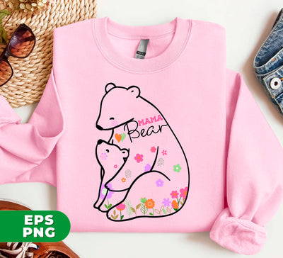 Flower Bear, Mama Bear, Mama Gift, Mother's Day Gift, Digital Files, Png Sublimation