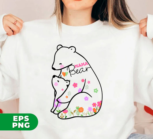 This intricately designed Flower Bear is the perfect gift for any mother figure in your life. With its unique Mama Bear design, it conveys the love and appreciation you have for them. This digital file, available in PNG format, is the ideal Mother's Day gift, providing endless possibilities for personalization.
