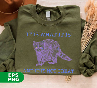 It Is What It Is, And It Is Not Great, Forest Animal, Raccoon Lover, Digital Files, Png Sublimation