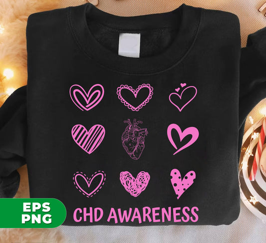 Raise awareness and show support for heart disease patients with these digital files featuring a CHD love heart design. Perfect for Heart Disease Month and for cardiac warriors. Instantly downloadable Png files for easy sublimation.
