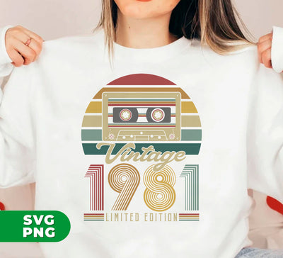 Vintage 1981, Retro Birthday 1981, Limited Edition, 1981 Birthday, Digital Files, Png Sublimation