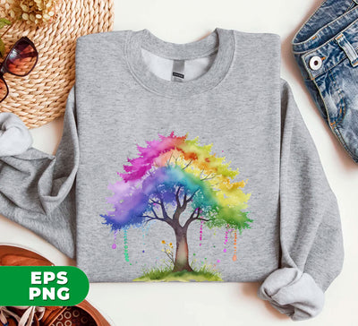 Watercolor Tree, Tree Blossom, Colorful Tree, Digital Files, Png Sublimation