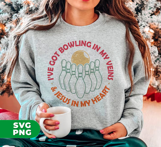 This retro-inspired design boasts the perfect combination of passion and faith, showcasing "I've Got Bowling In My Veins And Jesus In My Heart." With digital files and a PNG format for easy sublimation, this design is perfect for any bowling enthusiast looking to express their love for the game.