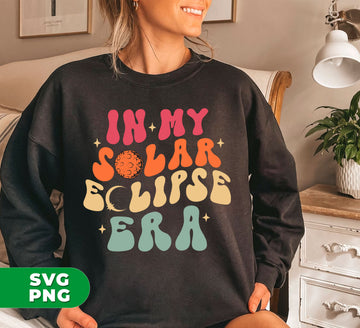 Experience the 2024 solar eclipse in style with In My Solar Eclipse Era! This digital file features high quality images of the Total Eclipse America, perfect for printing onto clothing, bags, and more using the Png Sublimation technique. Don't miss out on this rare celestial event - order now!