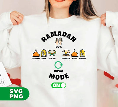 Get ready for Ramadan with our exclusive "Ramadan Mode On" digital file gift! Perfect for Muslim friends and family, this Png Sublimation can be used as a decoration or for personal projects. Celebrate Eid Mubarak with this special gift and get into the spirit of the season.