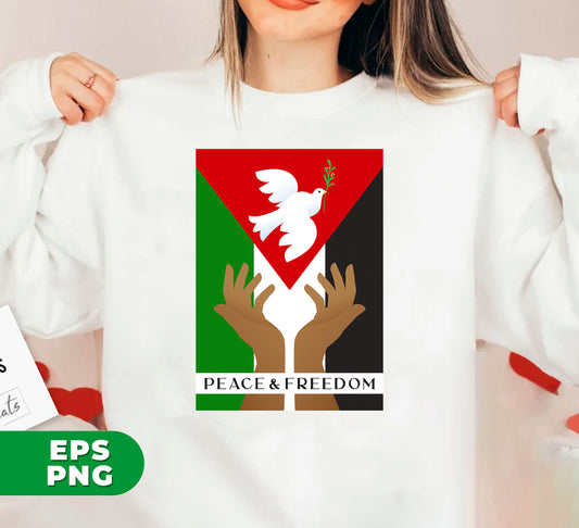 Promote peace and freedom with this Palestine Flag design. Featuring a free bird and the powerful message of a free Palestine, this digital file is perfect for sublimation printing. Spread awareness and support with this versatile PNG file.